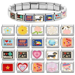 Y2K Charm Cow Rainbow Bear Game Console Italian Charm Links Fit 9mm Bracelet Stainless Steel DIY Jewelry Making Birthday Gift