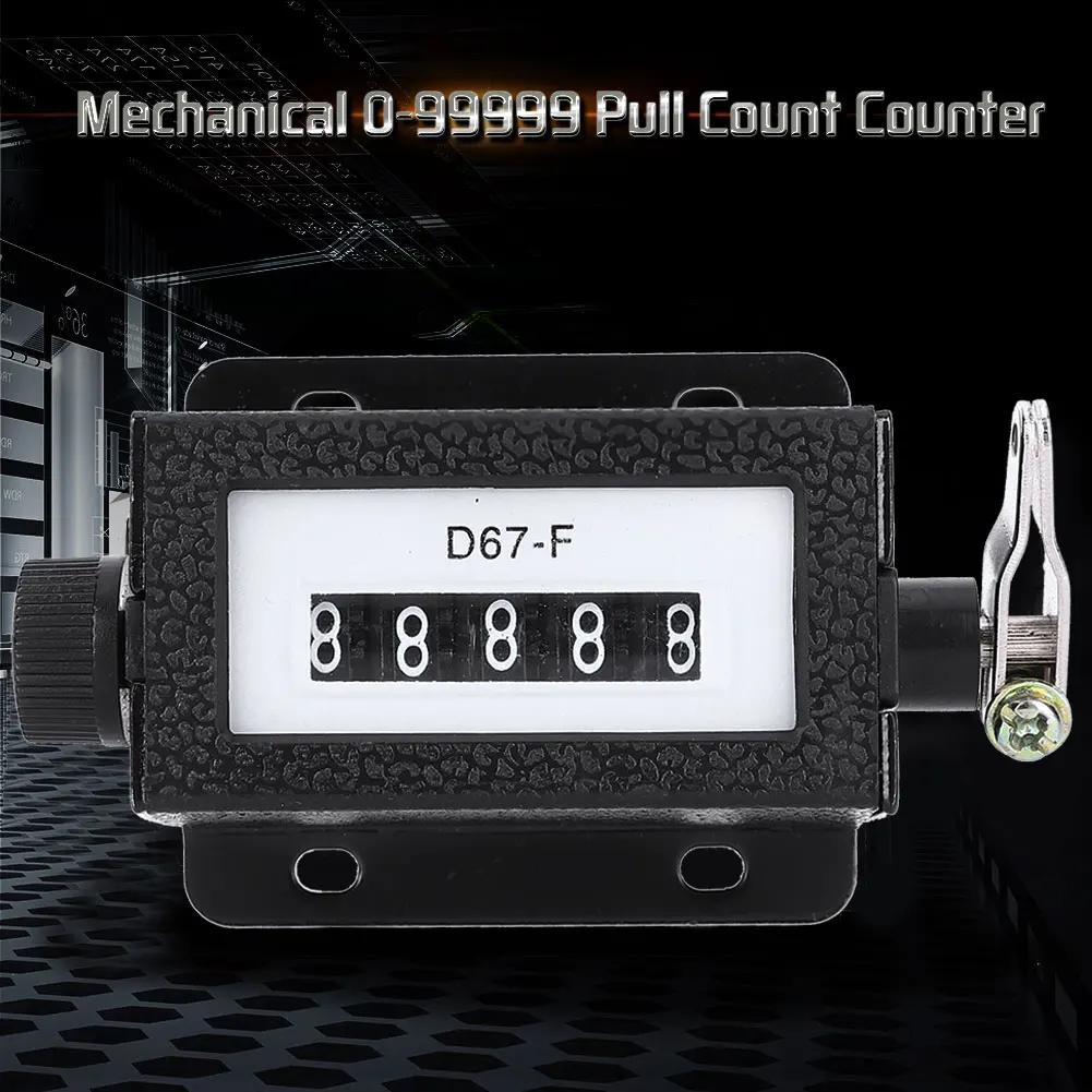 Digit Counter Manual Counter Mechanical 5 Digit 0-99999 Pull Count Counter Rotary Knob Resettable Black with Spring Pull Counter
