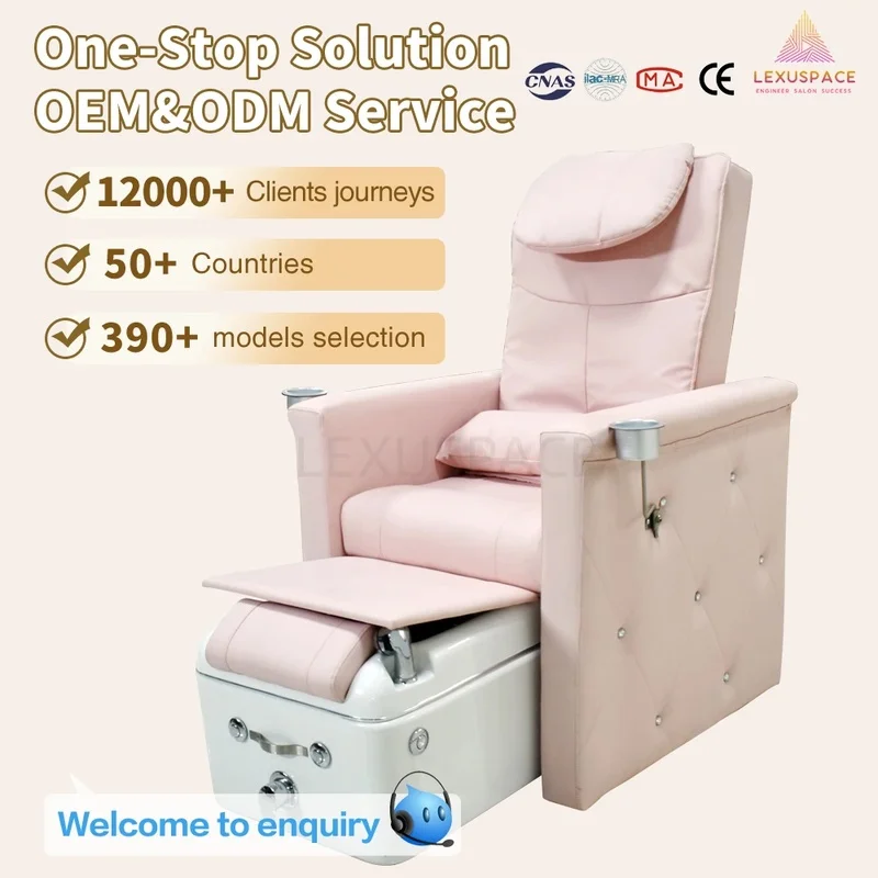 Cheap Luxury Pink Pedicure Chairs with Rolling Massage Fiberglass Material for Spa & Nail Salon Commercial Use in UK