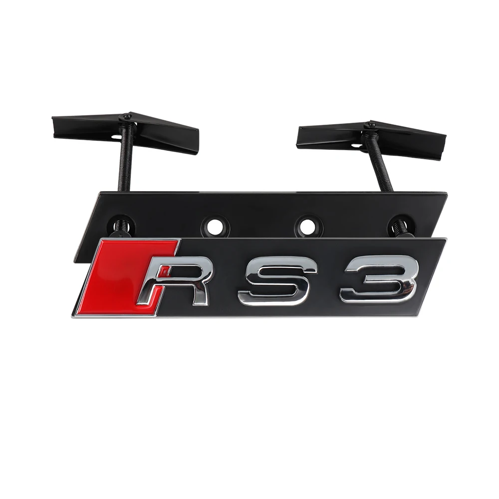 3D ABS Chrom Schwarz S Logo Kühlergrill-Emblem Aufkleber Auto Frontgrill-Abzeichen Dekoration für Audi RS3 RS4 RS5 RS6 RS7 S3 S4 S5 S6 S7 S8
