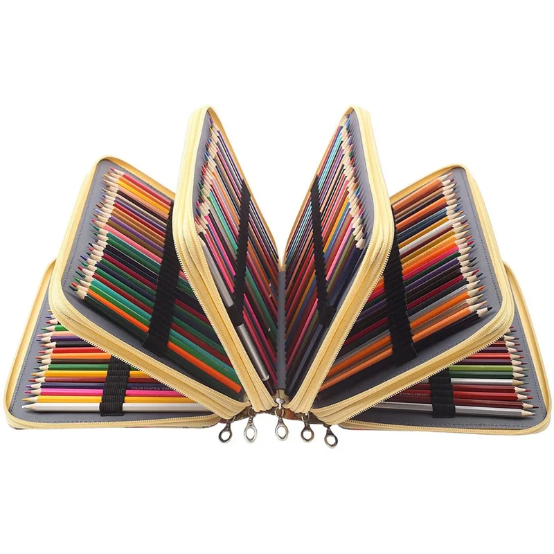 منظم مقلمة ملون 250 فتحة مع 5 طبقات بسحاب - حقيبة تخزين أقلام ذات سعة كبيرة للفنان الطالب