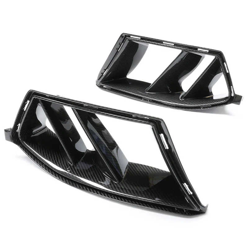 Dry Carbon Fiber Front Bumper Fog Light Cover 1/2 Fin Air Vent Cover Trim Outlet Intake Frame For BMW G80 G82 G83 M3 M4 2021-IN