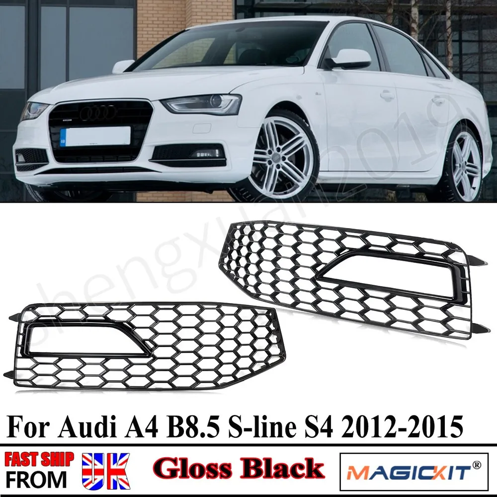 

For Audi A4 Foglight Cover Case B8 S-Line Diesel Estate Saloon 2012 2013 2014 2015 Front Bumper Fog Light Honeycomb Grille Cover