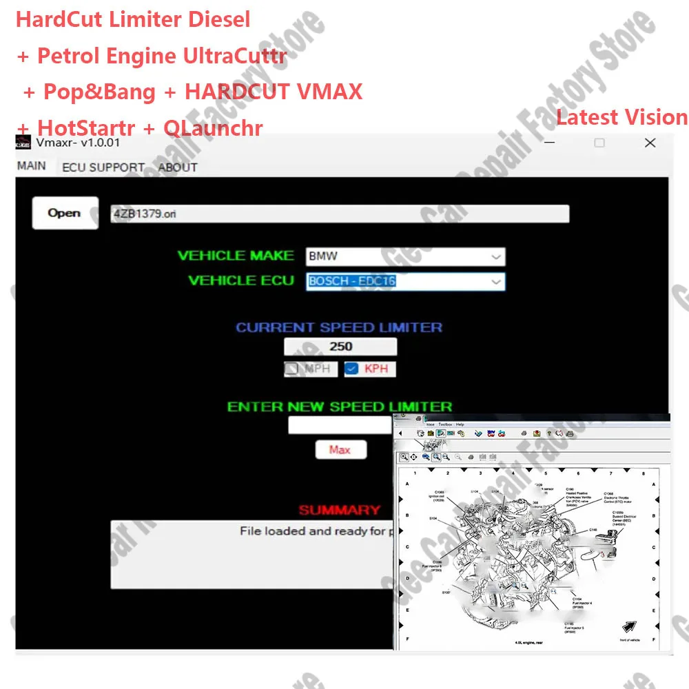 ECU obd2 Software 6 IN 1 PACKAGE HardCut Limiter Diesel + Petrol Engine UltraCuttr+ Pop&Bang+ HARDCUT VMAX+ HotStartr+ QLaunchr