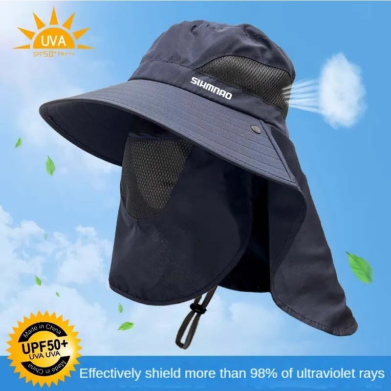 Outdoor face and neck protection sun hat for men and women, summer large eave UV protection sun hat, fishing hat, hiking and cyc