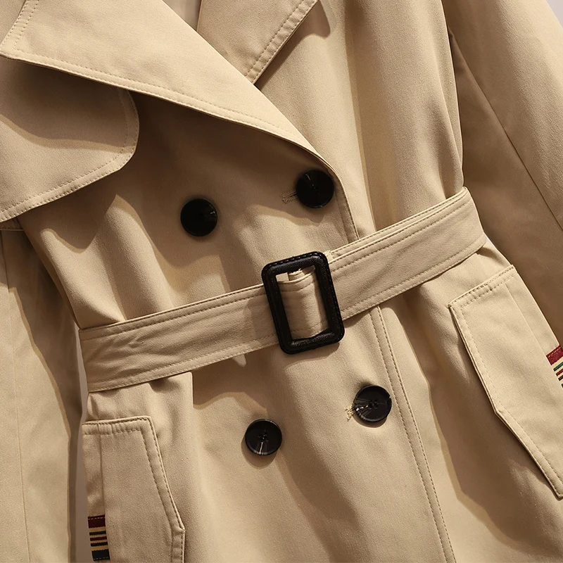 Mode Trenchcoat hochwertige Frühling und Herbst Khaki mittellanges Temperament schlanke Mäntel klassische Freizeit mantel Frauen