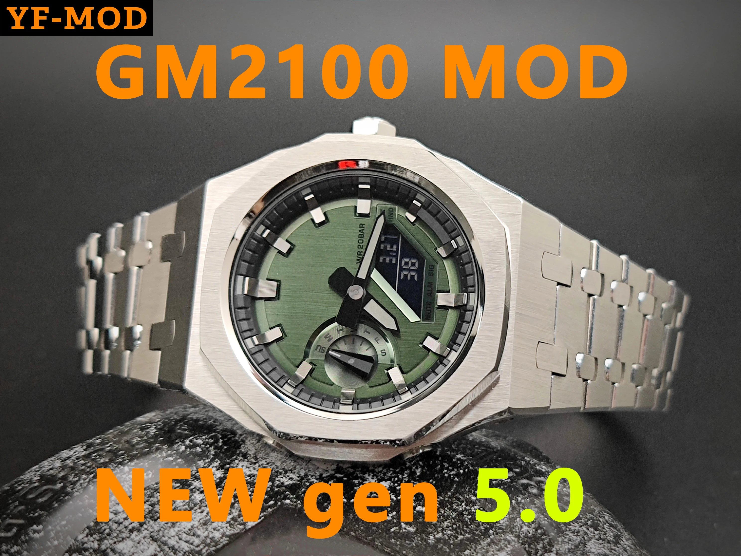 YFmod GM2100 gen5 Casioak Mod Metal Bezel kit Watch Case Watch Band 3rd Stainless Steel for GM2100 All Metal Bezel Strap