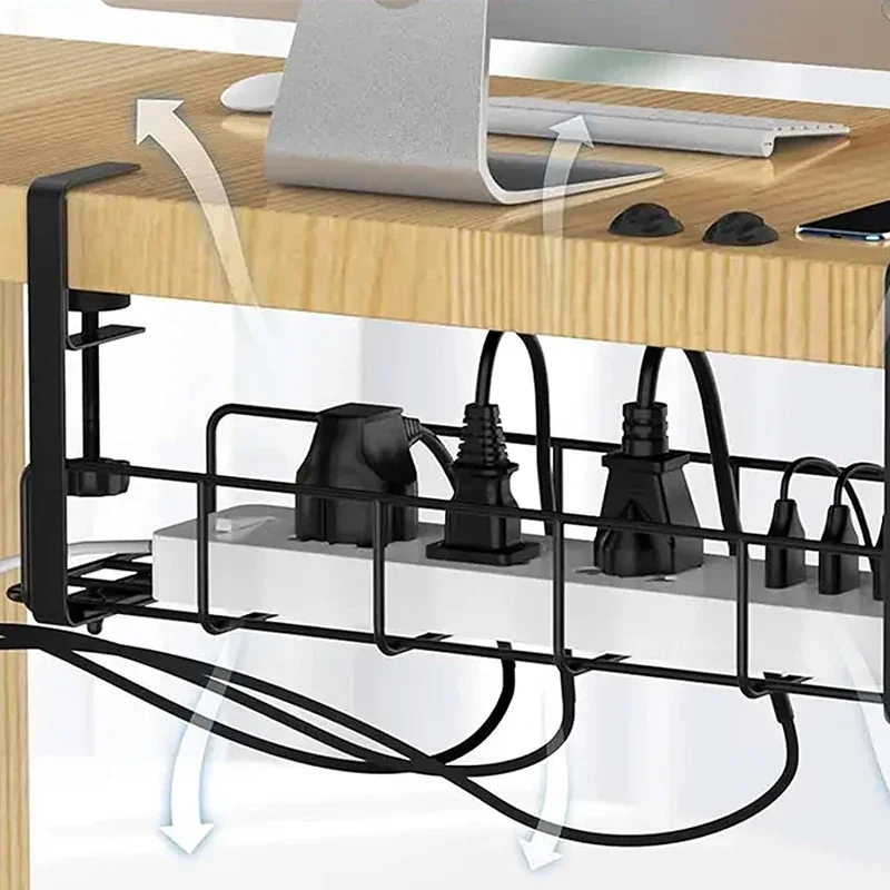 No Drill Cable Management Kit Adjustable & Removable Wire Organizer Under Desk with Ties for Office Home No Damage to Desk