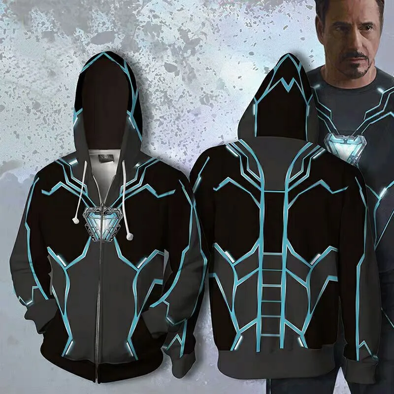 

Avengers 4 Tony Stark 3D Printed Zipper Hooded Sweatshirt Sportswear Jacket Peripheral Coat