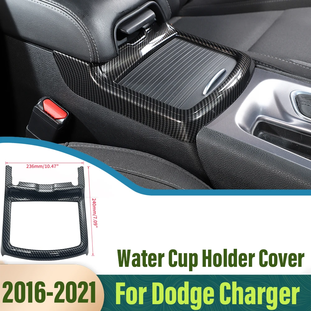 Carbon Fiber Inner Water Cup Frame Cup Holder Cover Sticker For Dodge Charger/Chrysler 300 2016-2021 ABS Auto Interior Accessory