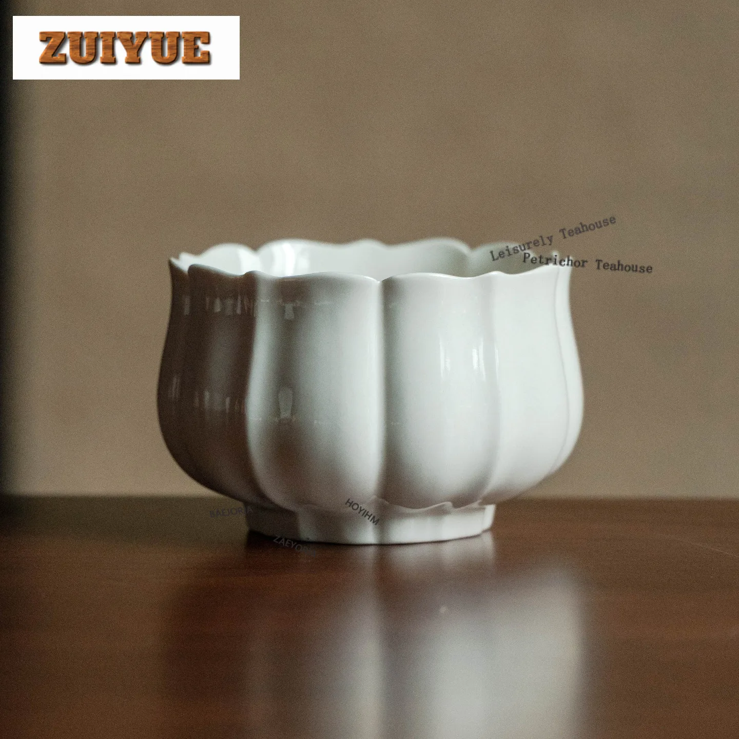 Plant Ash Ceramic Lotus Petal Jianshui Tea Wash Writing-brush Washer Tea Residue Barrel Household Chaxi Equipment Collection