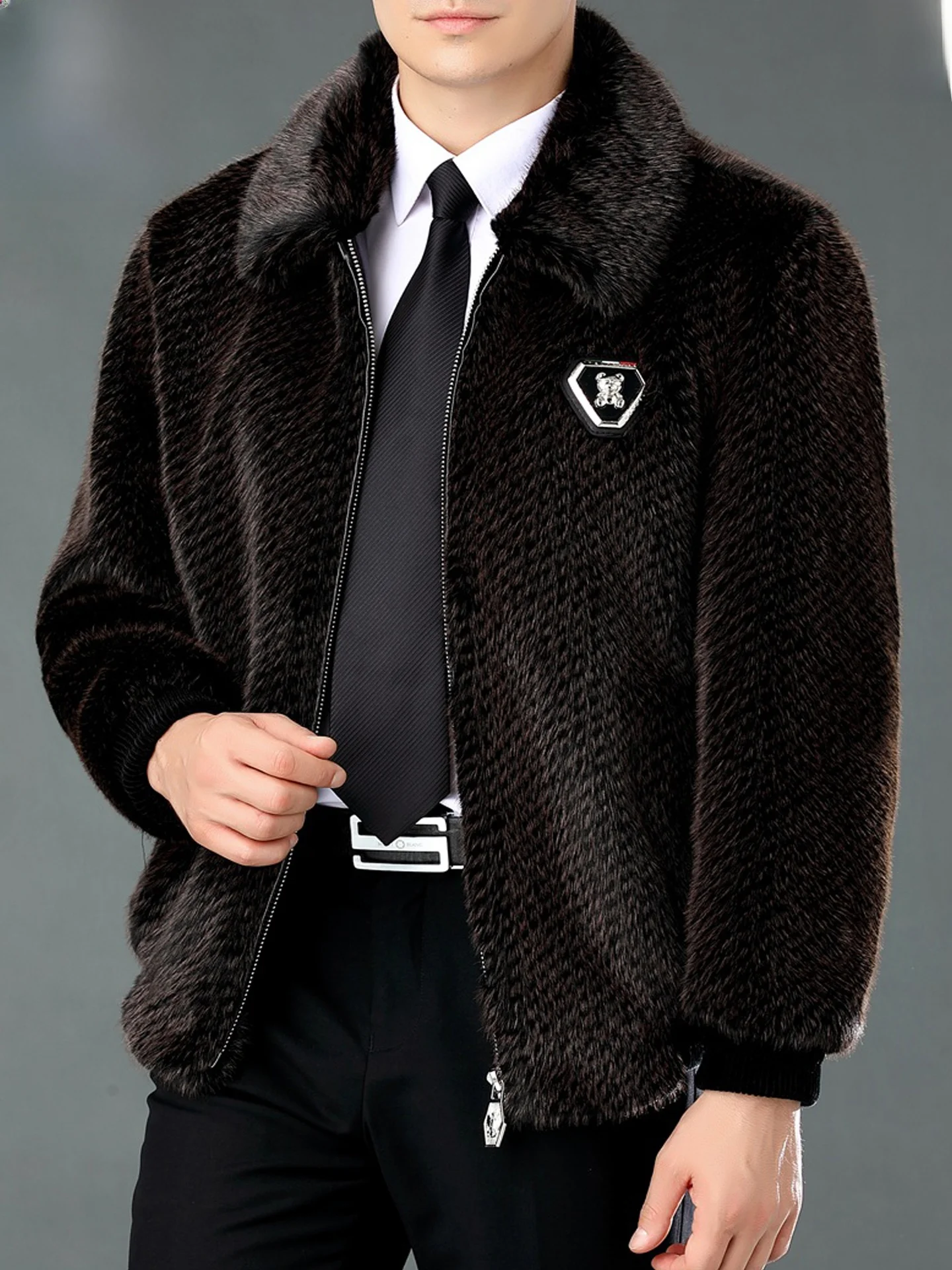 

Мужская зимняя утепленная куртка из цельной кожи с мехом, ветрозащитная, водонепроницаемая, теплая, на молнии, повседневная верхняя одежда