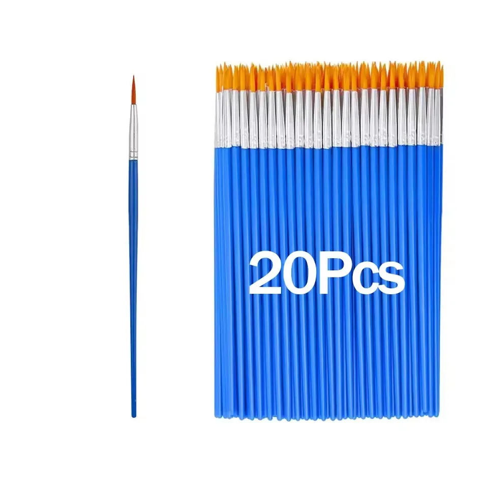 20–200 Stück künstlerische runde, flache Malpinsel aus Nylonhaar, geeignet für Ölmalerei, Acryl, Aquarell, Kinder/Künstler/Be – Detail 7