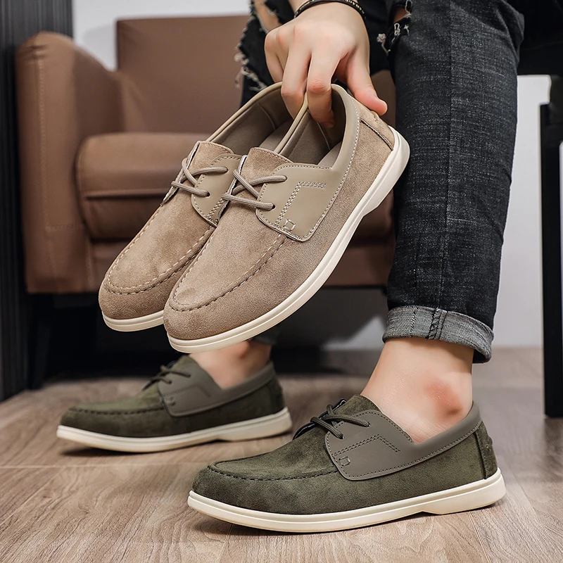 

Men Pencil Loafers with Suede Leather Classic Driving Soft Upper Casual Comfortable Low Heel Flat Shoe Man Designer Shoe Summer