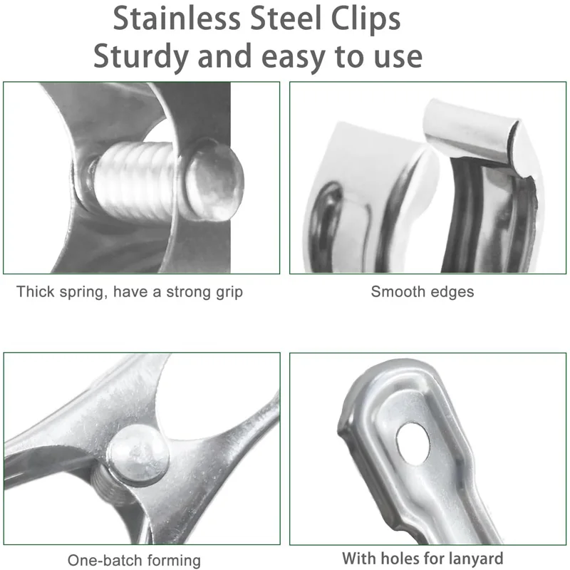 10/20/40 قطعة مقاطع الحديقة الثقيلة الفولاذ المقاوم للصدأ الدفيئة المشابك للمعاوضة لديها قبضة قوية عقد قماش للتظليل #2