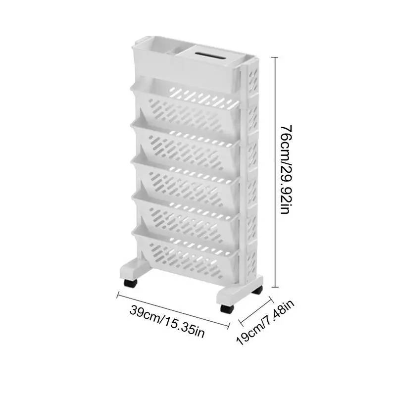 Estantería lateral de escritorio de 5 niveles, estante de almacenamiento extraíble, estantería móvil con ruedas, bolsa de libros para estudiantes, estante colgante