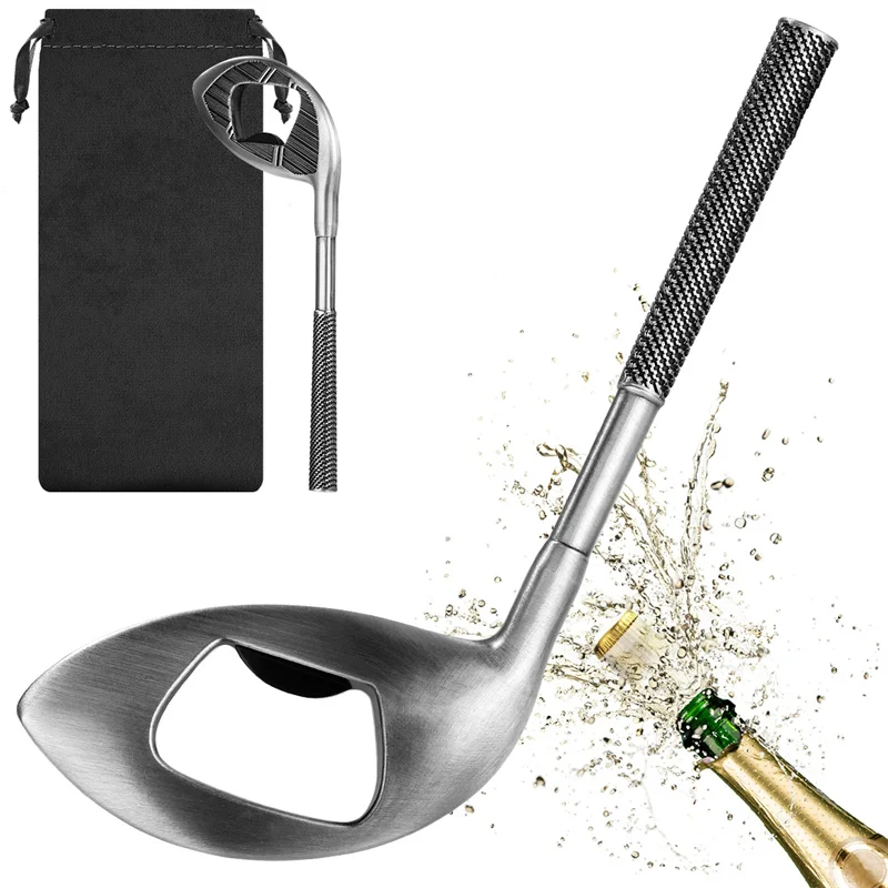 

Novel Golf Club Shaped Beer Wine Bottle Opener for Kitchen Club Bar Wedding Party Opening Tool Gift for Golf Lovers with Bag
