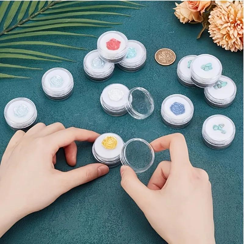 35Pcs Round Screw Bare Diamond Box Diamond Gemstone Bead Storage Box Jewelry Sample Clear Display Container Gem Packaging Case