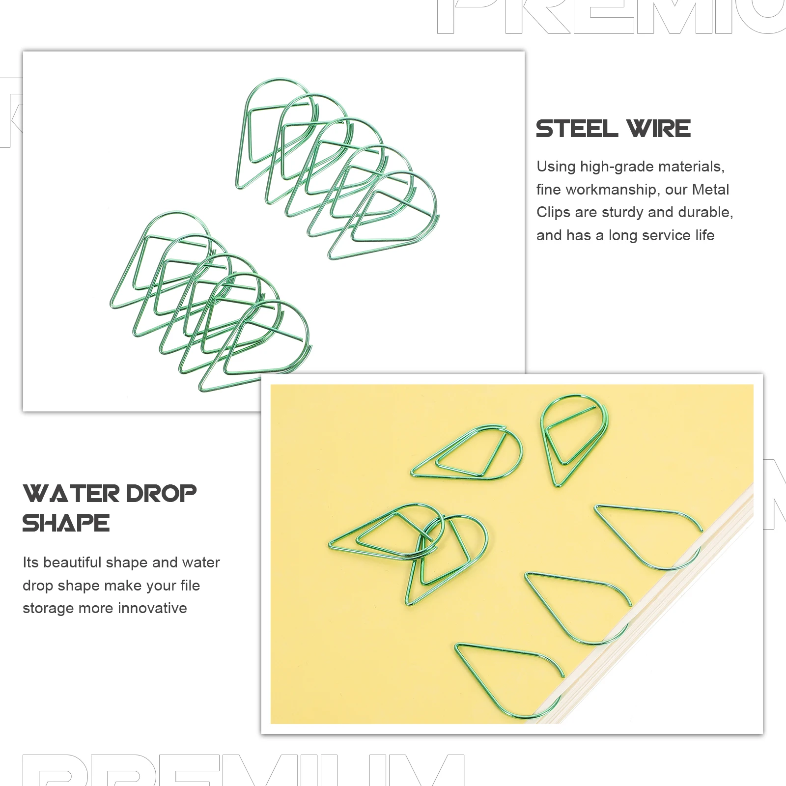10Pcs Water Drop Shaped Paper Clips Metal Paper Note Clip Office Bills Clamp Decorative Pin Bible Cards Small Steel Clip