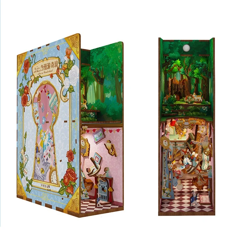 

DIY Wooden Book Nook Shelf Insert Kits Miniature Princess Adventures Bookshelf Model Building Kits Bookend Gifts Home Decoration