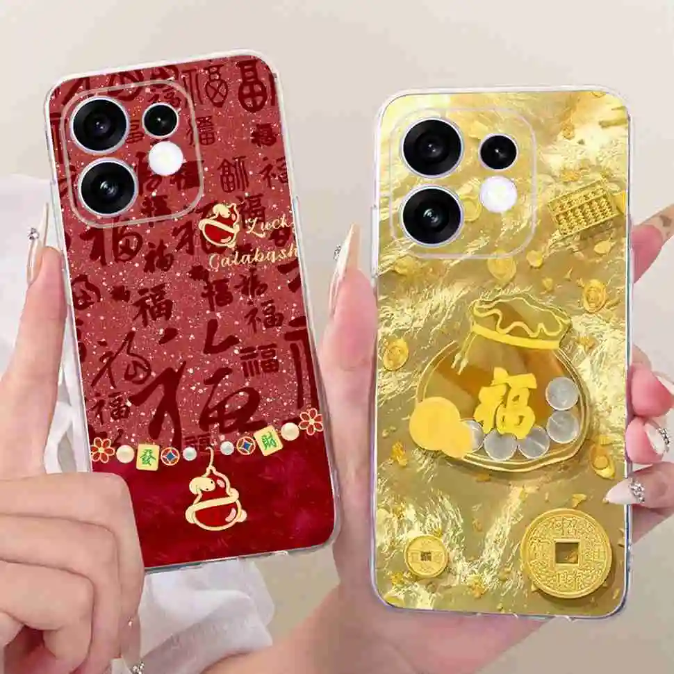 For Oppo Reno16 5G CPH2865 Case Flower Cartoon Animals Silicone TPU Clear Cover For Oppo Reno 16 5G Overseas 6.32