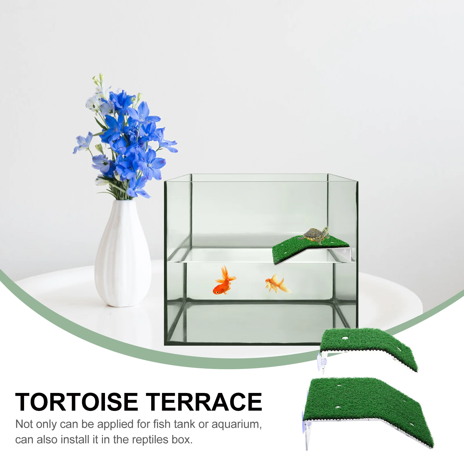 

2pcs Tortoise Basking Platform Suction Cup Reptile Resting Climbing Ladder For Aquarium Turtle Tank Simulation Lawn Decor Pet