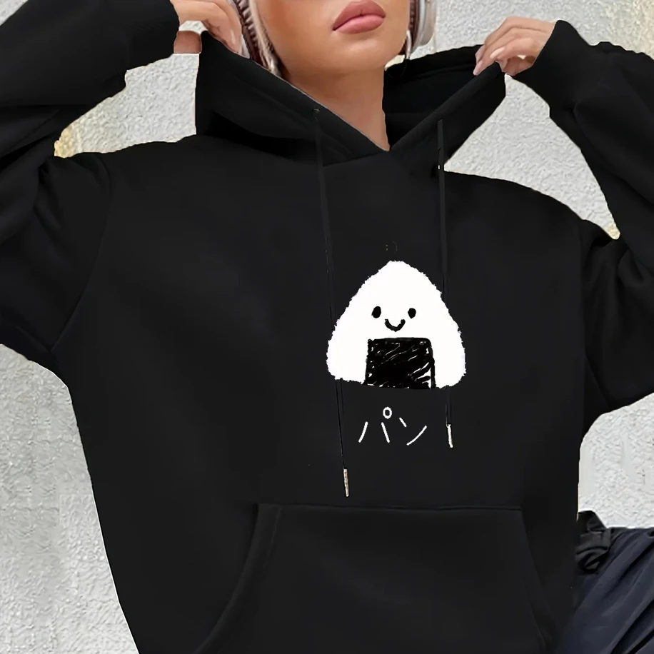 

Cartoon Rice Ball Japanese Style Y2k Simple Men Women Hoodies Cute Loose Casual Hip-hop Unisex Sweatshirt Street Harajuku Tops