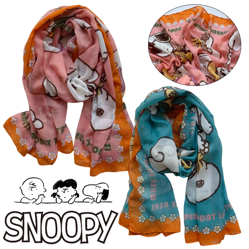 

Snoopy женский модный шарф с мультяшным принтом большой тонкий платок теплые шарфы женский шейный платок хиджаб повязка на голову подарки