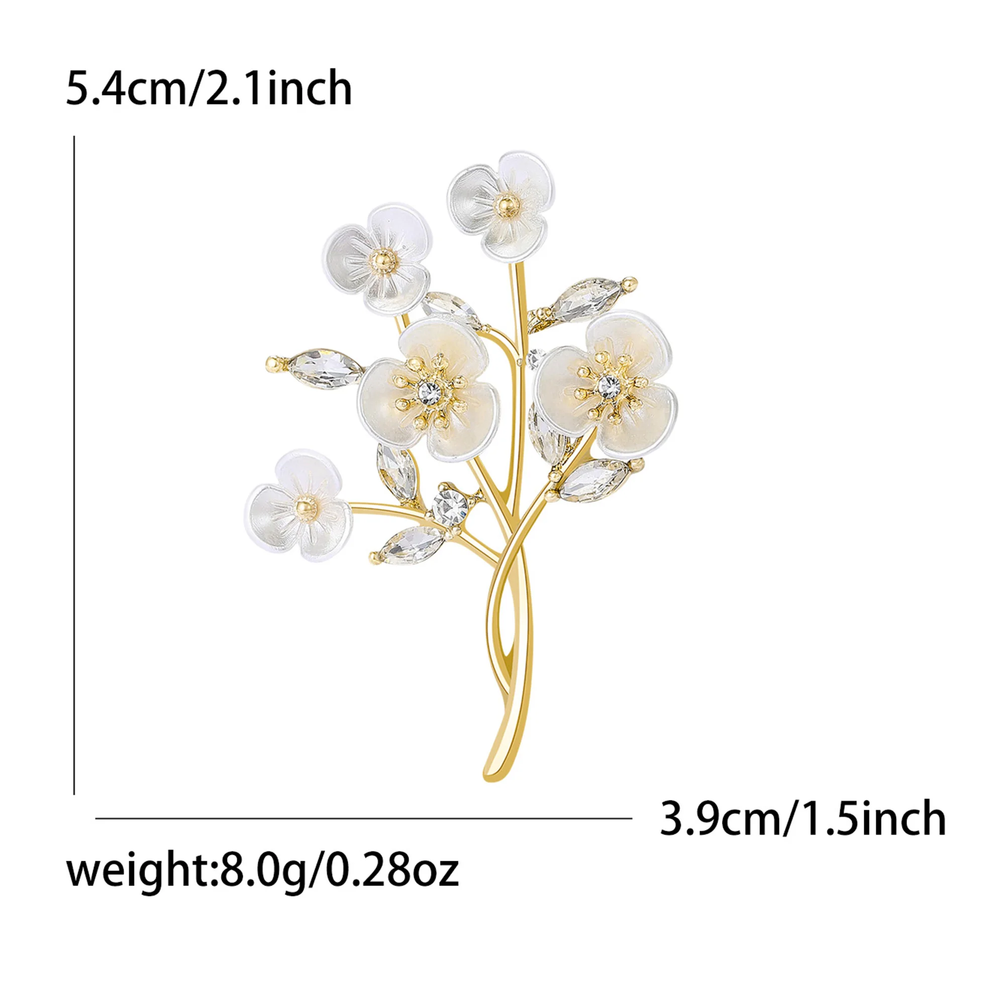 Beaut & berry luxo flor de ameixa broches para mulheres unissex planta pinos casual festa amigos acessórios moda presentes decoração