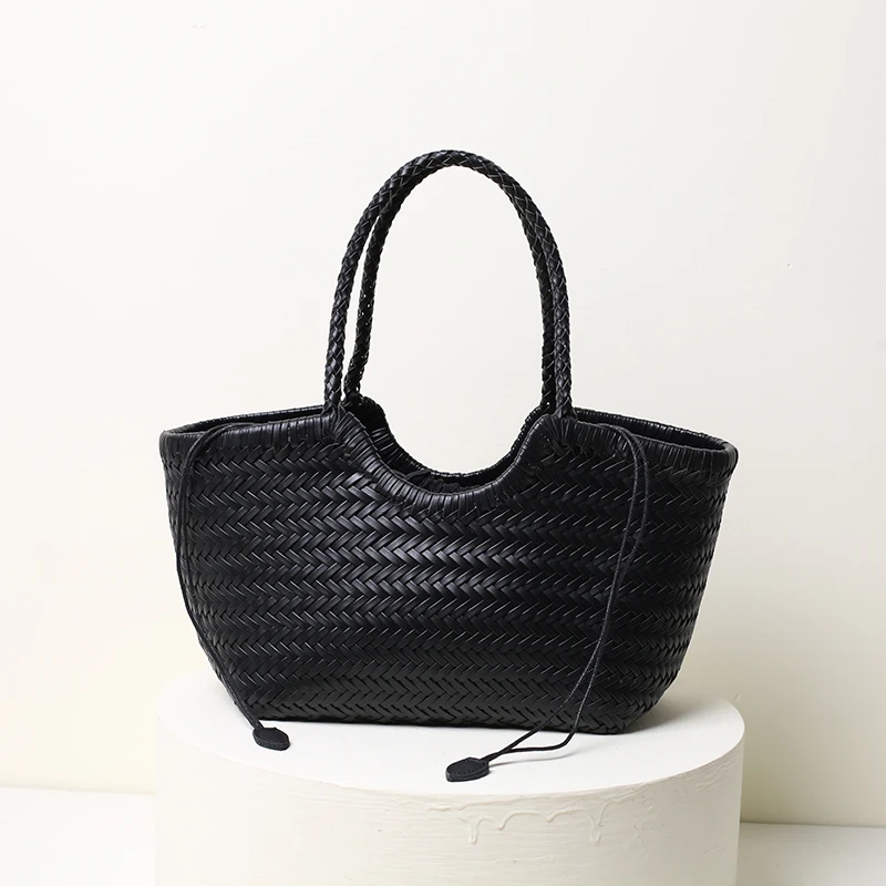 

Hanrted Leather Dragon Totepa Large Capaci Single oulder Basket Handbag Soft Tote Bag Original Design Summer 2024