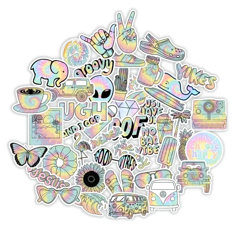 

10/25/50pcs Alien Dreamy Rainbow Gradient Graffiti Stickers Waterproof Sticker