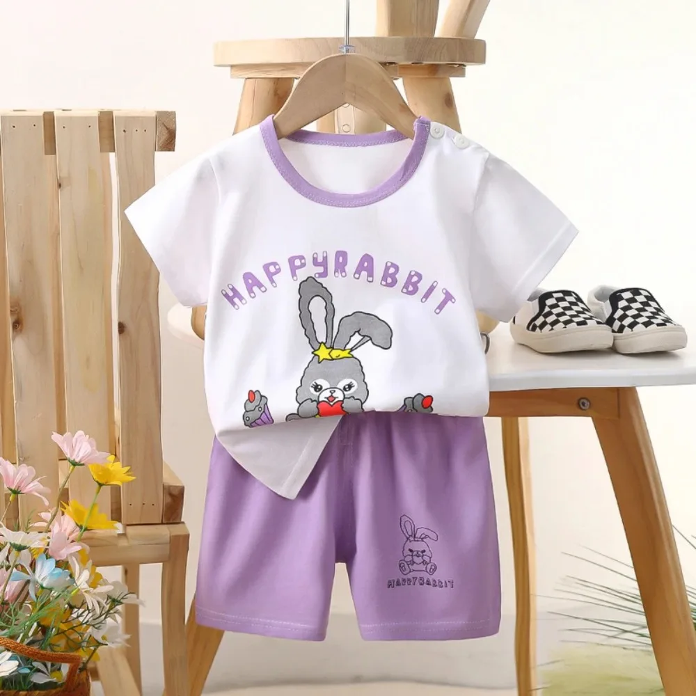 Set a maniche corte per bambini per l'estate Abbigliamento leggero in puro cotone per ragazzi T-shirt sottile per nuove ragazze per abiti estivi per bambini