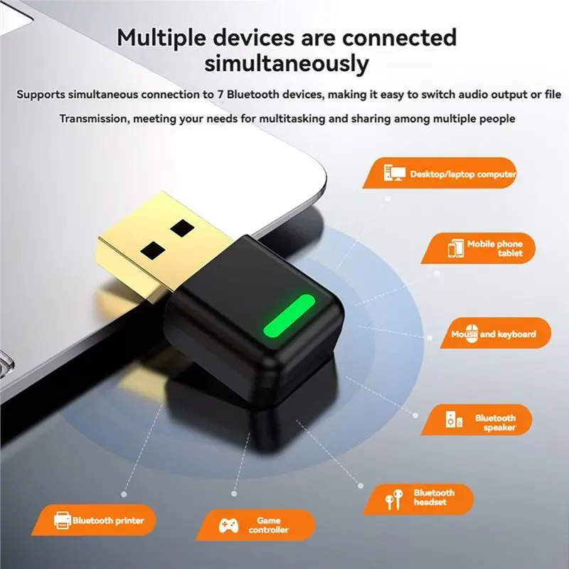Ingenious-Wireless Bluetooth 6.0 Adapter USB Computer Wireless Receiver Audio Adapter Driver-Free 20M Stable Transmission