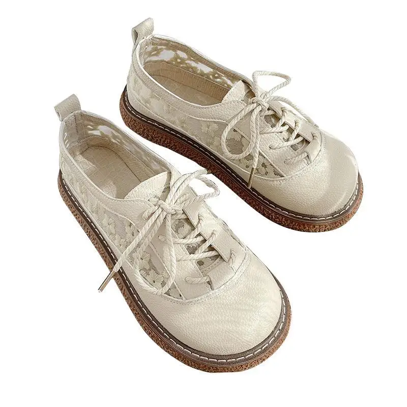 الدانتيل شبكة الأحذية واحدة Literary الرجعية أحذية غير رسمية JK أحذية لينة الجلود منصة الكعك أحذية النساء أحذية رياضية لوليتا الأحذية