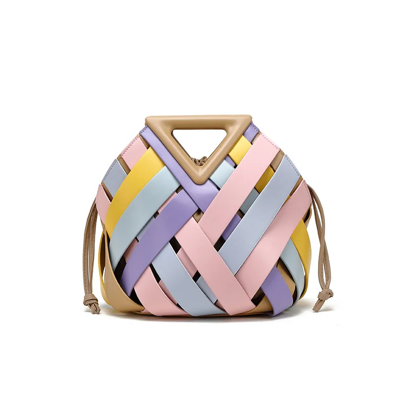 

​2025 Women Woven Tote Bag Large Capacity Triangle Magnetic Clutch Crossbody Shoulder Purse Boho Chic Sub-Bag Friendly Commuter​