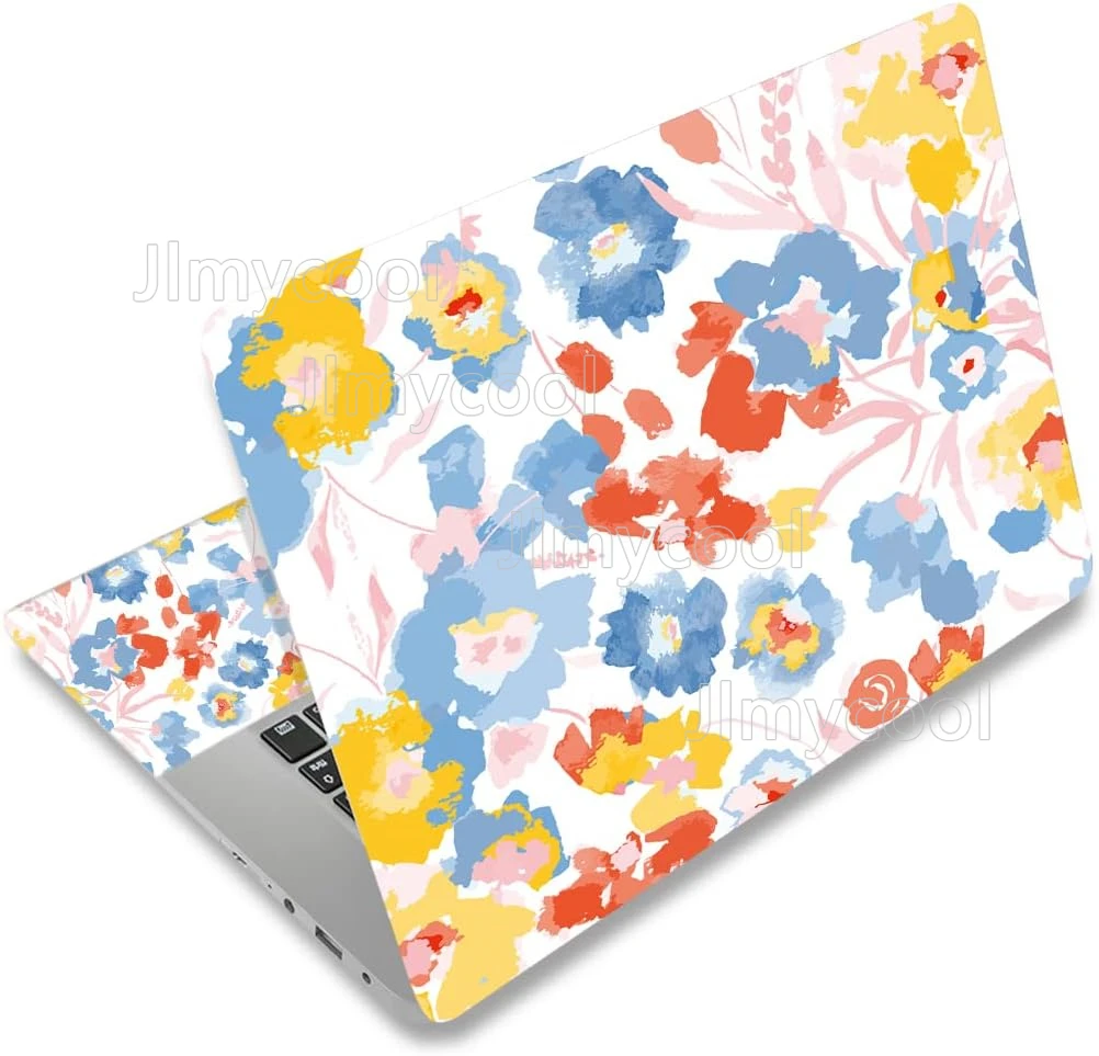 Aesthetic White Base Loose Watercolor Mixed Garden Floral Art Laptop Sticker Scratch Resistant Universal Notebook Decor Skin