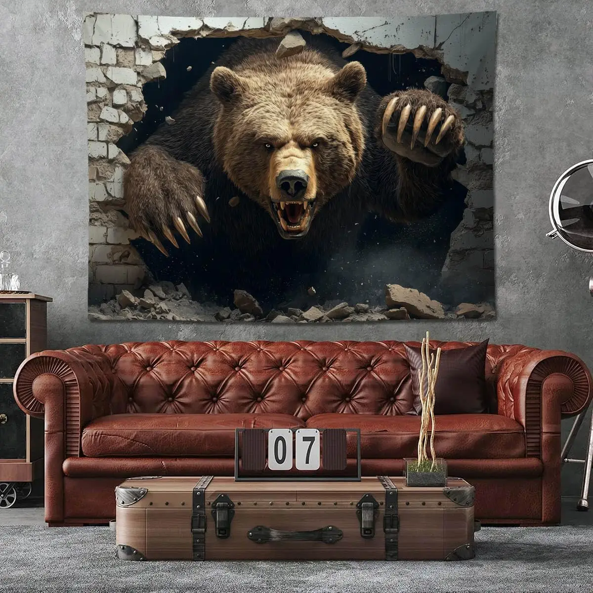 Gorilla Tapestry with 3D Visual – Fantasy Animal Wall Hanging for Bedroom, Living Room, Dorm, or Home Decor, Cool Boys Art