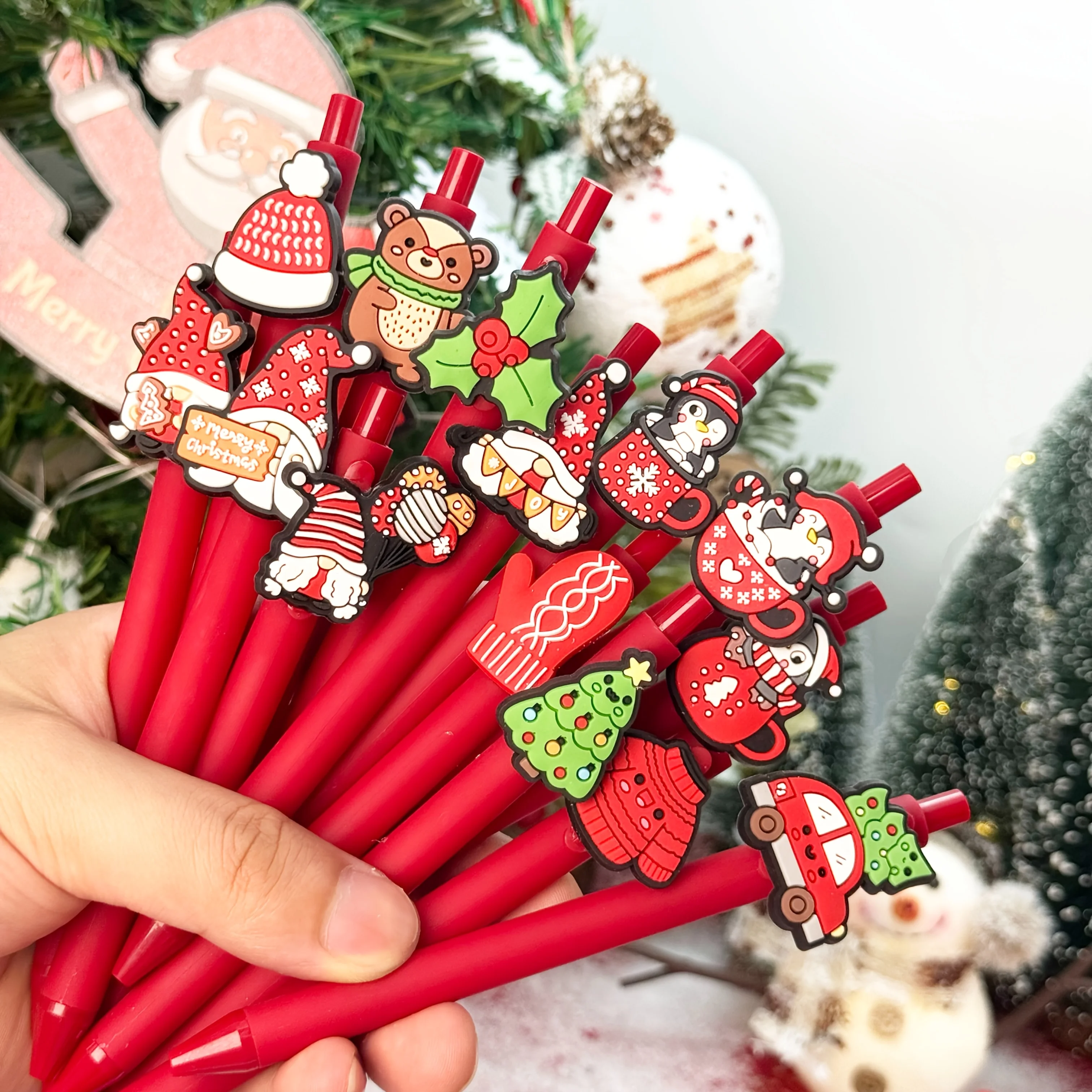 

20PCS Christmas Series Ballpoint Pens Creative Black Ink Pen Smooth Writing Office Pens Holiday Gifts School Students Supplies