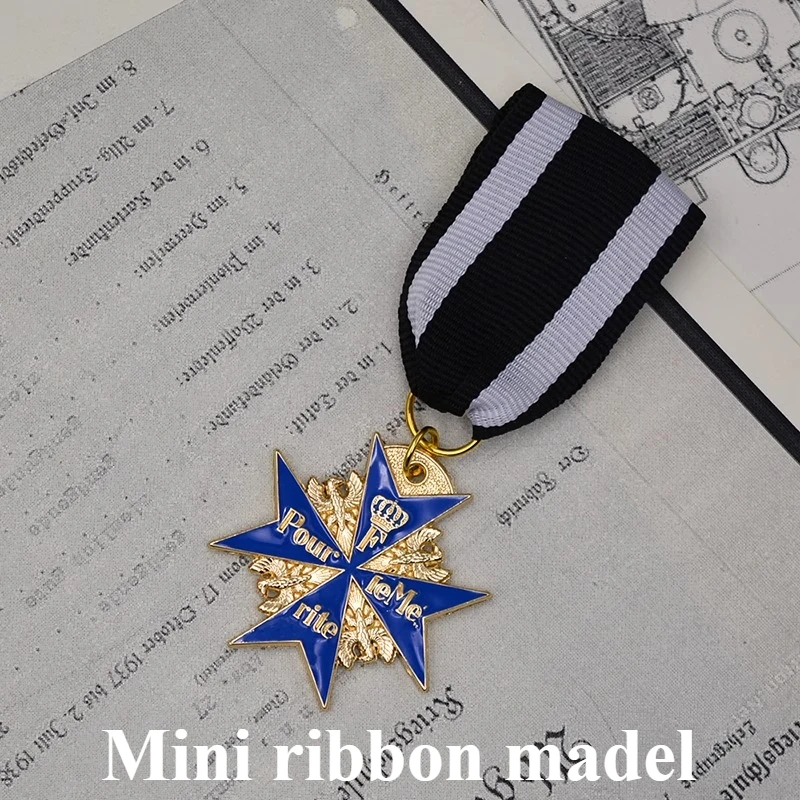 NONE Preußische blaue Max-Kreuz-Medaille, Frederick, europäische Krone, Eichenblatt, Tapferkeit, Medaille, Abzeichen, preußische Medaille, Militärzubehör 6
