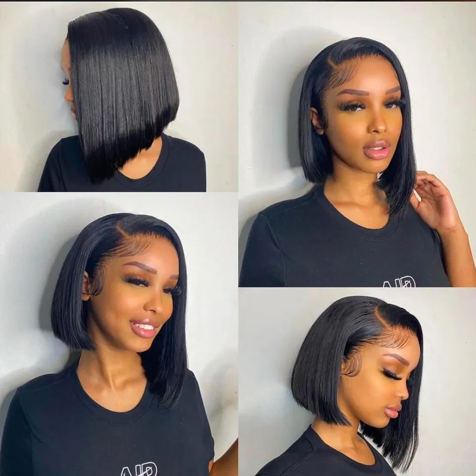 Short Bone Straight Bob Wig Lace Front Wigs Human Hair Brazilian 4x4 Closure Pre Plucked 13x4 HD Lace Frontal Wig For Women