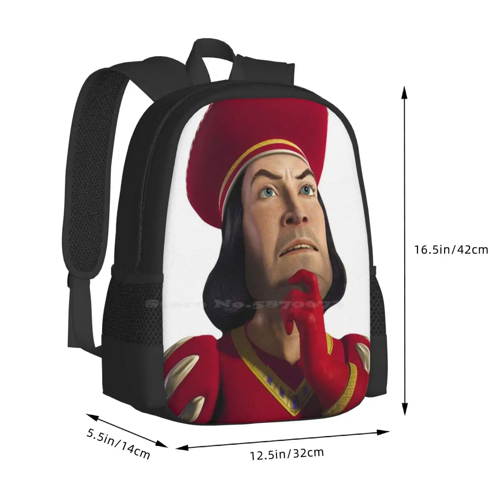 Lord In Thought رائجة البيع حقيبة مدرسية على ظهره حقائب الموضة Lord Farquaad Smoulder Thinking Pose Posing #3