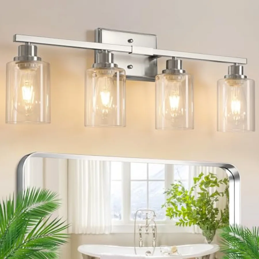 

Bathroom Fixtures Vanity s with Clear Glass Shade Modern Brushed Wall Light for Mirror Bedroom Hallway Cabinet Porch