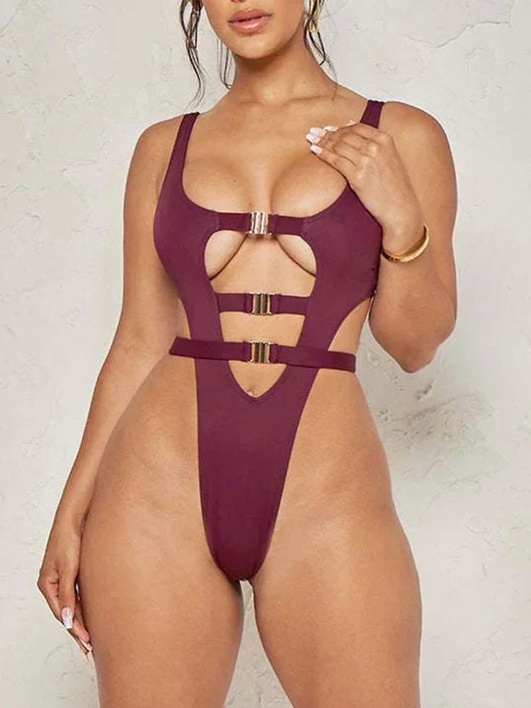 

2025 Sexy Extreme String High Cut Female Swimwear One Piece Swimsuit Women Thong Monokini Bather Hollow Out Bathing Suit Swim