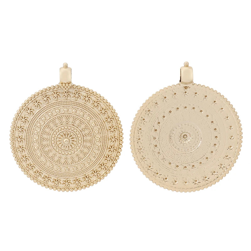 1 x Genuine Gold Color Plated Large Bohemia Boho Medallion Round Charms Pendants for Necklace Jewelry Making Accessories