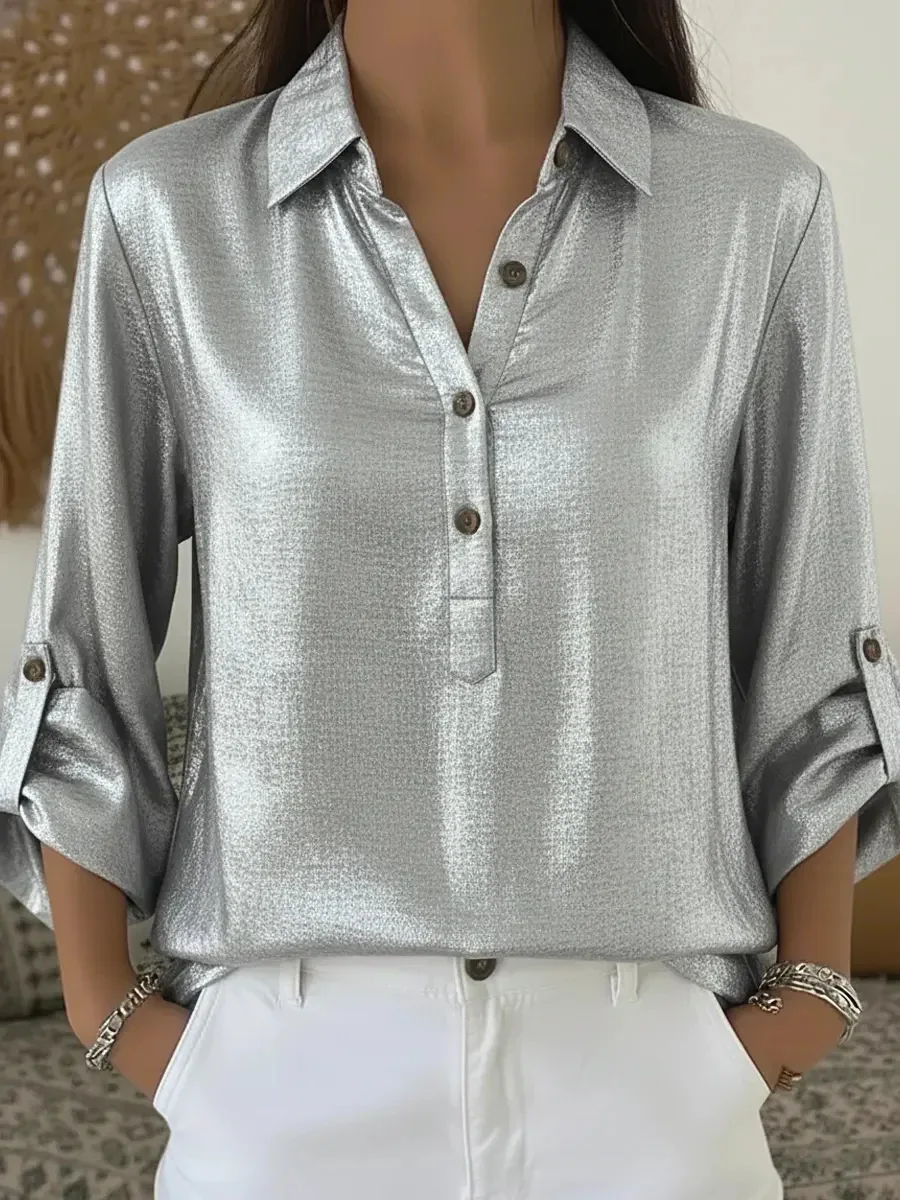 2026 Cross-Border European And American Amazon Foreign Trade Hot-Selling New Style Turn-Down Collar Solid Color Long Sleeve 6