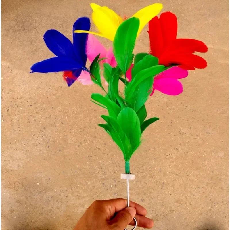 

Волшебные цветы с рукавами Nodding — 5-цветковая магия с перьями для выступления на сцене и вечеринке, профессиональный реквизит фокусника