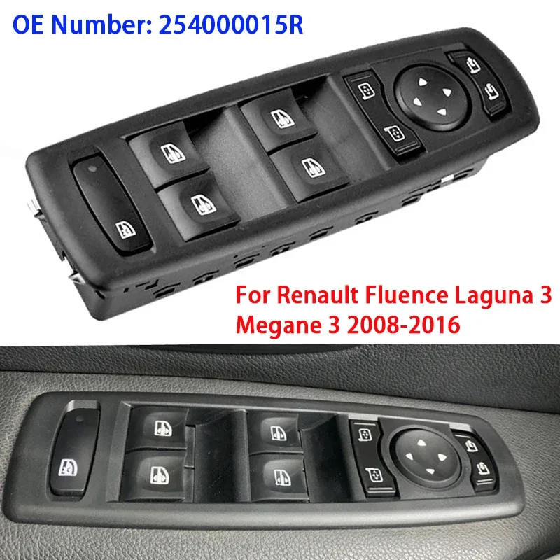 

Кнопка управления окном автомобиля, основная кнопка для Renault Fluence Laguna 3 Megane 3 2008-2016 (OE:254000015R)