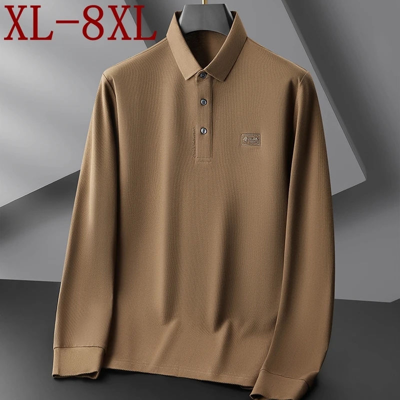 

8XL 7XL 6XL 2024 New Autumn High End 100% Cotton Shirts For Men Clothing Luxury Mens Polo Shirt Oversized Loose T-shirt Homme