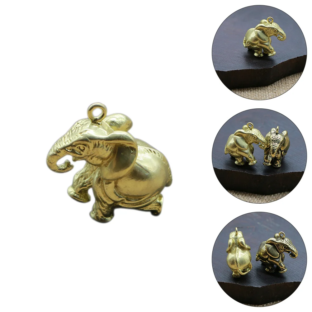 2 Pcs Key Chain Pendant Copper Elephant Spacer Brass Statue Charms Bracelet Bag Ornamnet Keychains Holder