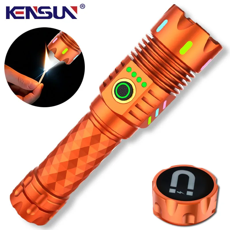 Ultra Bright High lumen 4 LED Flashlight Type-c Rechargeable LED Lamp  Pocket Tactical Torch For Camping Hiking Fishing